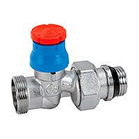 Клапан термостатический Giacomini прямой 1/2"x16, хромированный, отвод с герметичной прокладкой, подсоединение с наружной резьбой (R412X033)