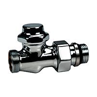 Клапан отсечной прямой 1/2” x 16 для полотенцесушителя, хромированный, с глянцевой поверхностью, с подсоединением с наружной резьбой для переходников, отводы с герметичной прокладкой GIACOMINI T31C (T31CX003)